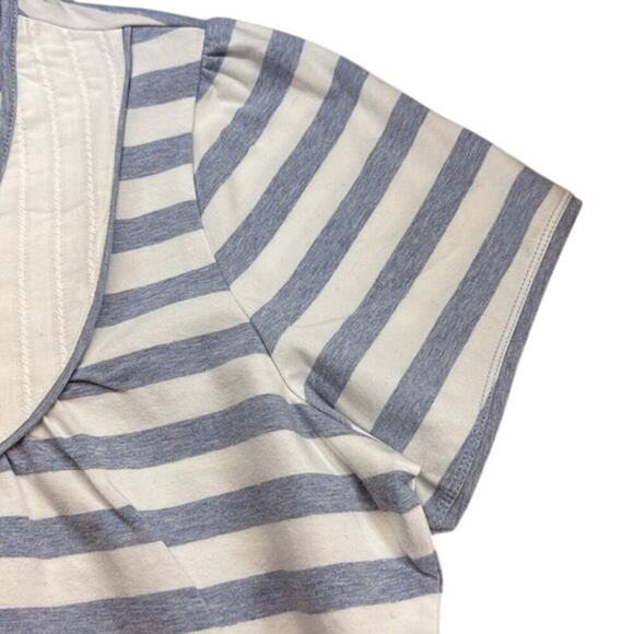 New Women's d & co. Denim & Company Blue White Striped Top Size Large (L) - Picture 5 of 5